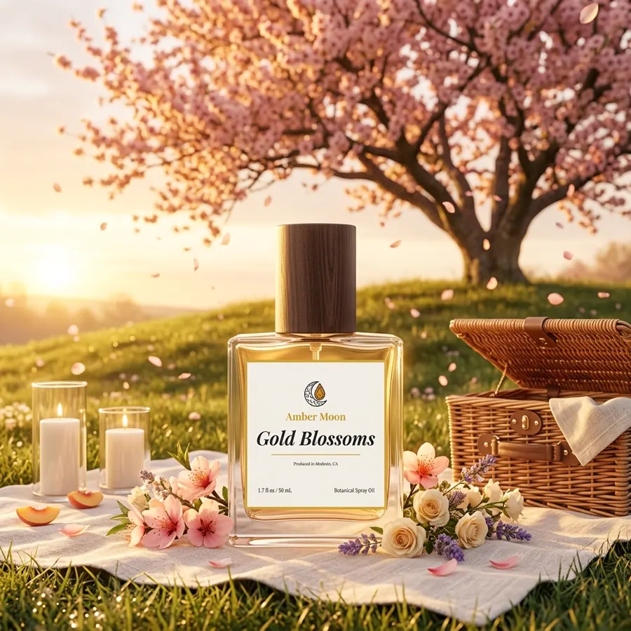 Amber Moon Gold Blossoms fragrance bottle