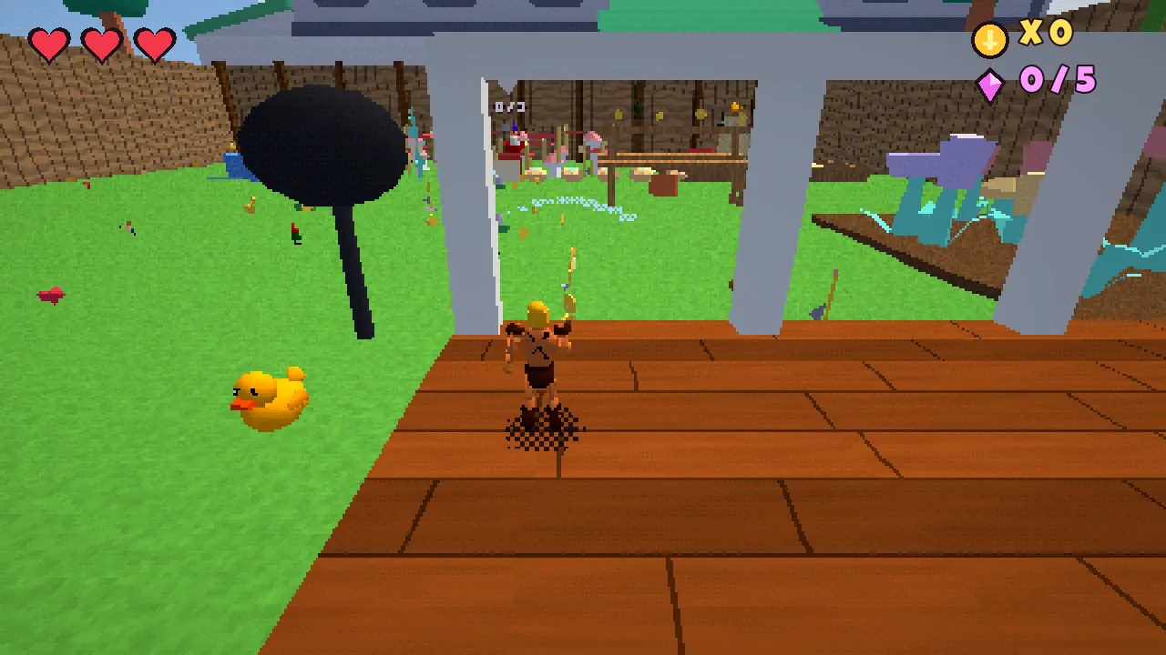 Toybarian: a toy barbarian on a backyard deck