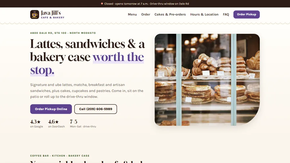 Java Jill's Cafe and Bakery homepage
