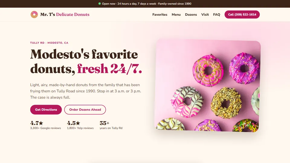 Mr. T's Delicate Donut Shop homepage
